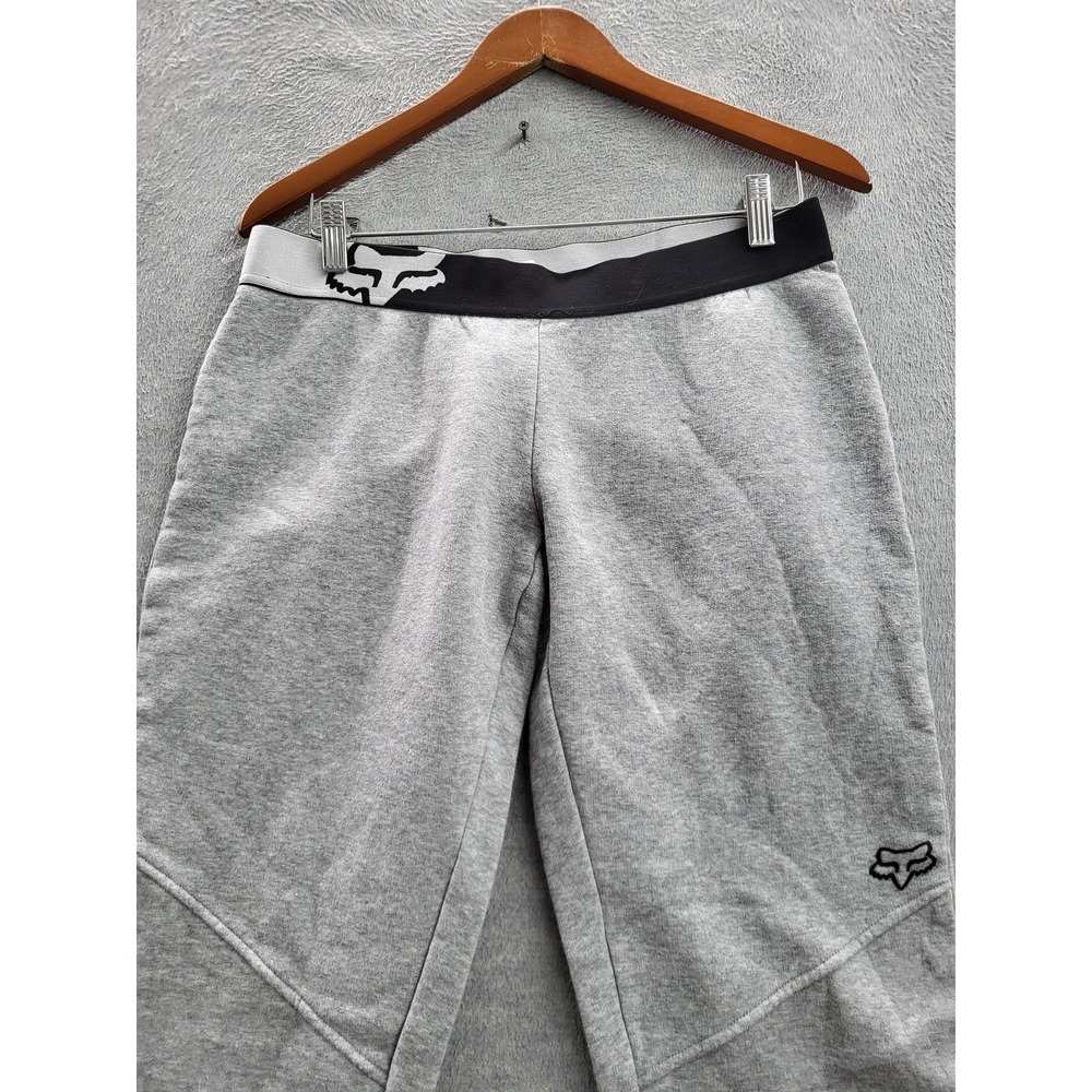 Fox Women Sweatpants M Gray Embroidered Fleece Jogger 29" Inseam - Picture 4 of 12
